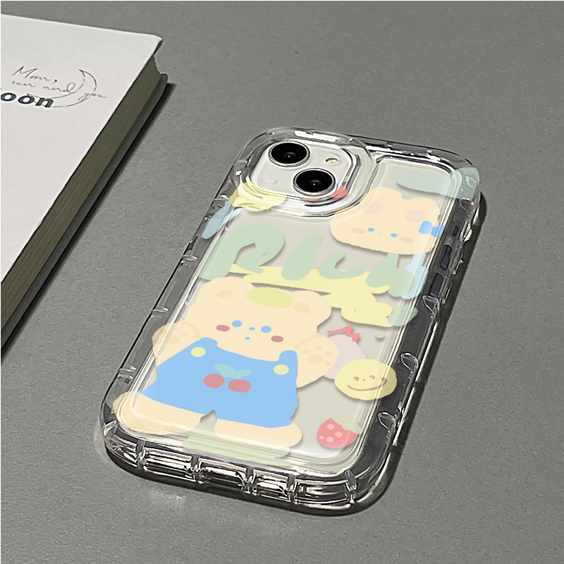 Ốp Điện Thoại Silicon TPU Mềm Trong Suốt Chống Sốc In Hình Gấu Cho IPhone 14 13 11 12 Pro XS Max X XR 7 + 8 Plus