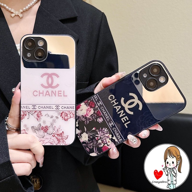 Ốp Điện Thoại Mặt Kính Tráng Gương Họa Tiết Hoa Cho IPhone 11 13 12 14 Pro Max Mini X Xr Xs Max 7 8 Plus SE 2020 6 6s