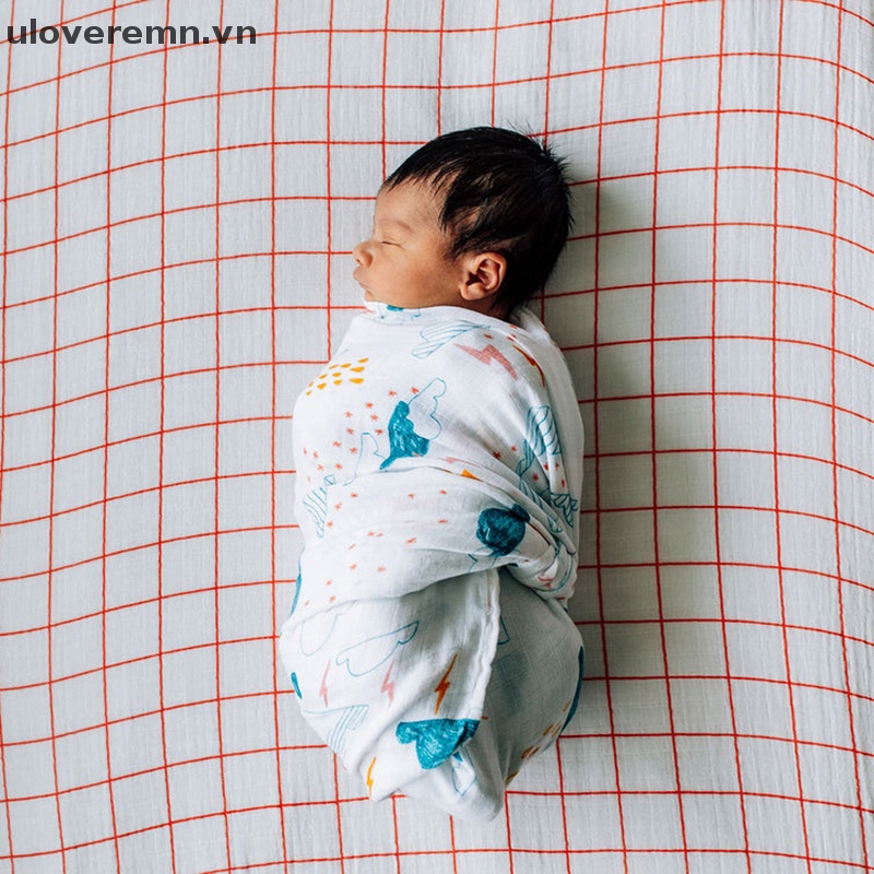 Uloveremn Chăn Quấn Em Bé Sơ Sinh Bằng Cotton Họa Tiết Đám Mây Muslin