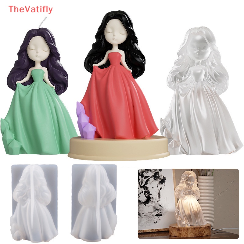 [Thevalifly] Khuôn Silicone Hình Chân Dung Công Chúa 3D Mặc Đầm Cưới Bán Chạy
