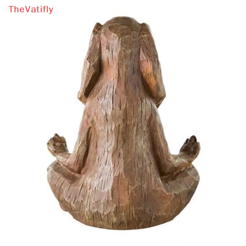 [Thevaly] Tượng Hình Thỏ Tập Yoga Bằng Gỗ Thiếc Điêu Khắc Meditag Zen Tượng Phật Giáo Bán Chạy