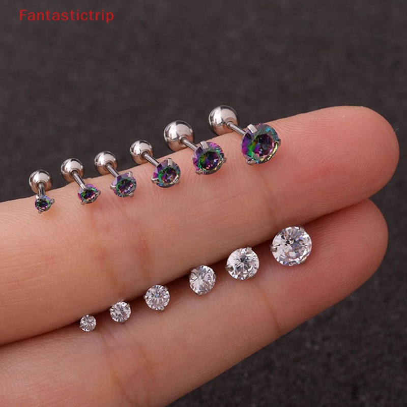 1 Khuyên Tai Xoắn Ốc Đính Đá Zircon Nhiều Màu Mới