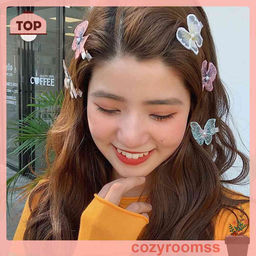 Kẹp Tóc Hình Bướm Đính Ngọc Trai Phong Cách Hàn Quốc Cho Nữ