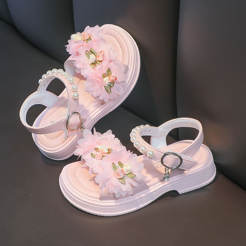 Xăng đan Đế Mềm Đính Hoa Phong Cách Hàn Quốc Cho Bé Gái