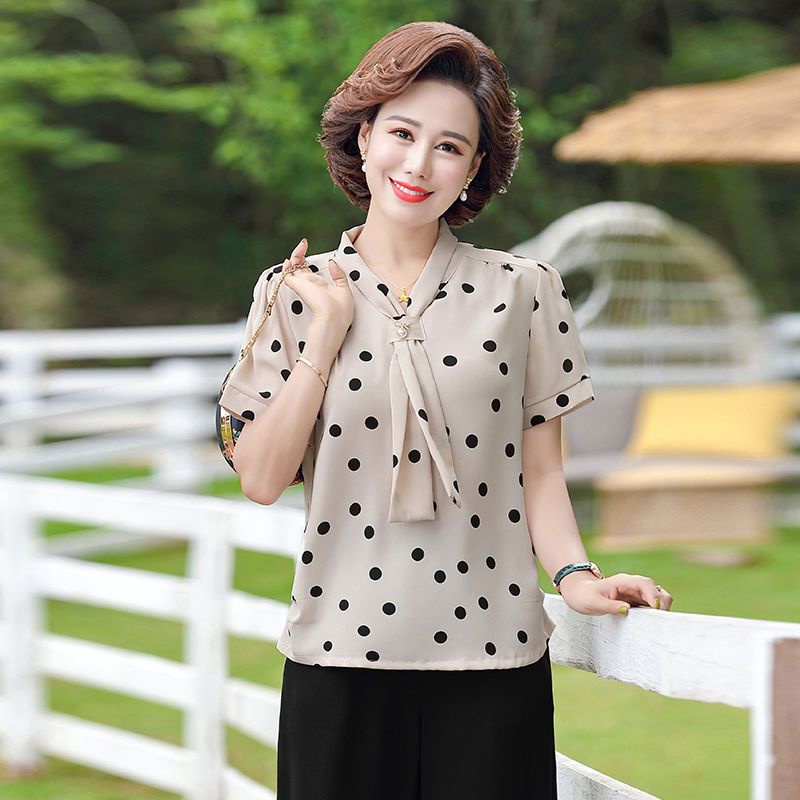 Áo Sơ Mi Tay Ngắn Plus Size Thời Trang Mùa Hè Cho Phụ Nữ Trung Niên