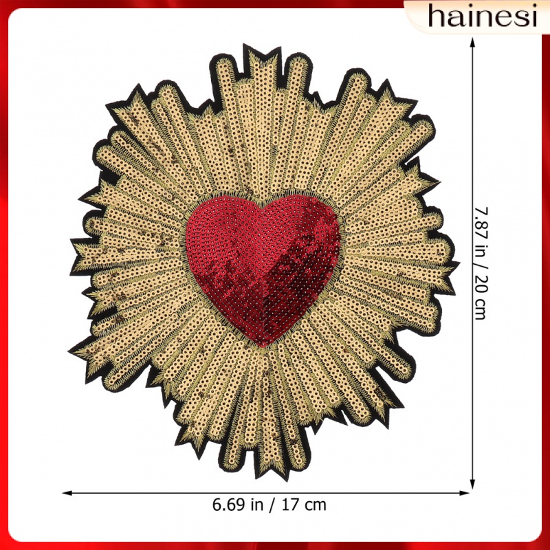 Bộ 2 Miếng Vá Trang Trí Áo Khoác Hình Trái Tim Đính Kim Sa Lấp Lánh