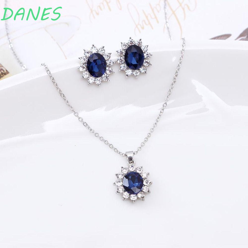 Bộ Trang Sức Hoa Hướng Dương Đính Đá Sapphire Nhân Tạo Thời Trang