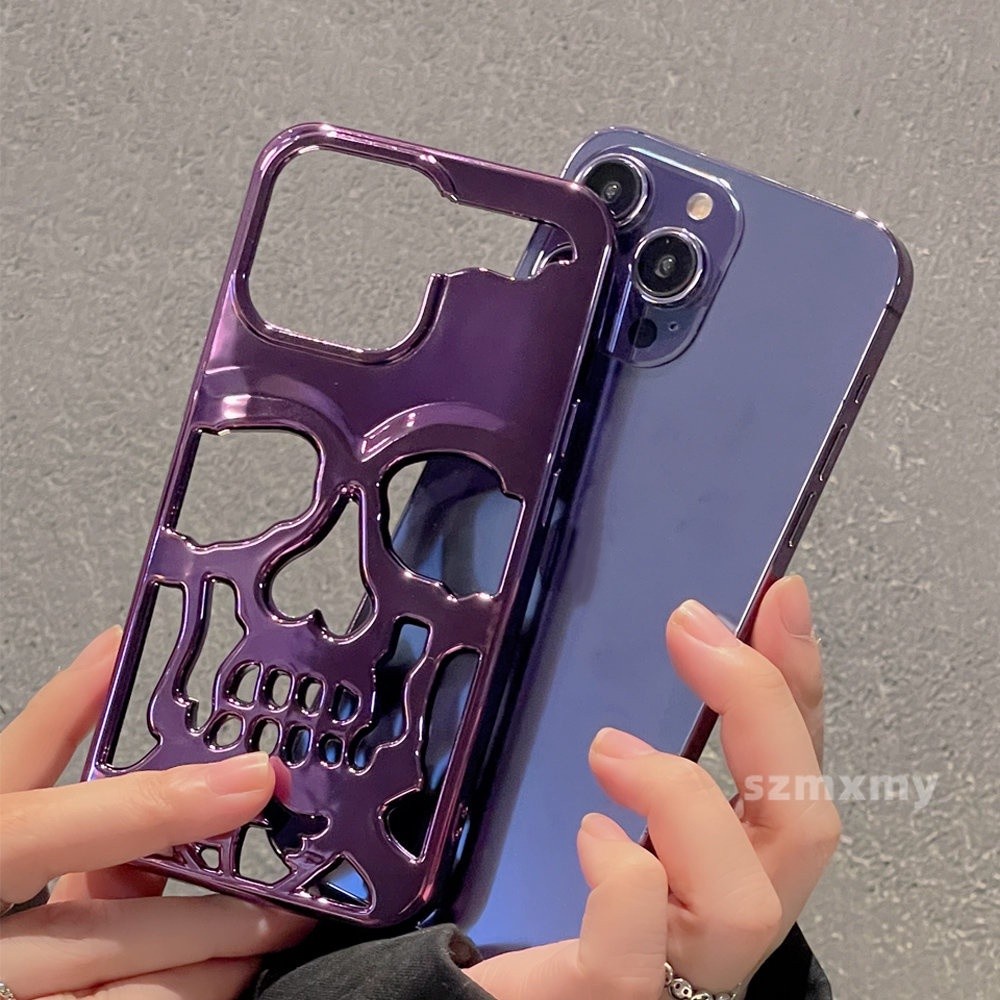 Ốp Điện Thoại Cứng Họa Tiết Đầu Lâu 3D Sang Trọng Thời Trang Cho Iphone 11 12 13 14 Pro Max 14Plus