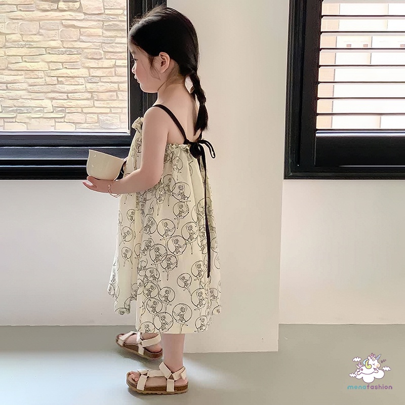 Đầm Lông Xù Sát Nách Thoáng Mát Thân Thiện Với Da In Họa Tiết Hoạt Hình Cho Bé