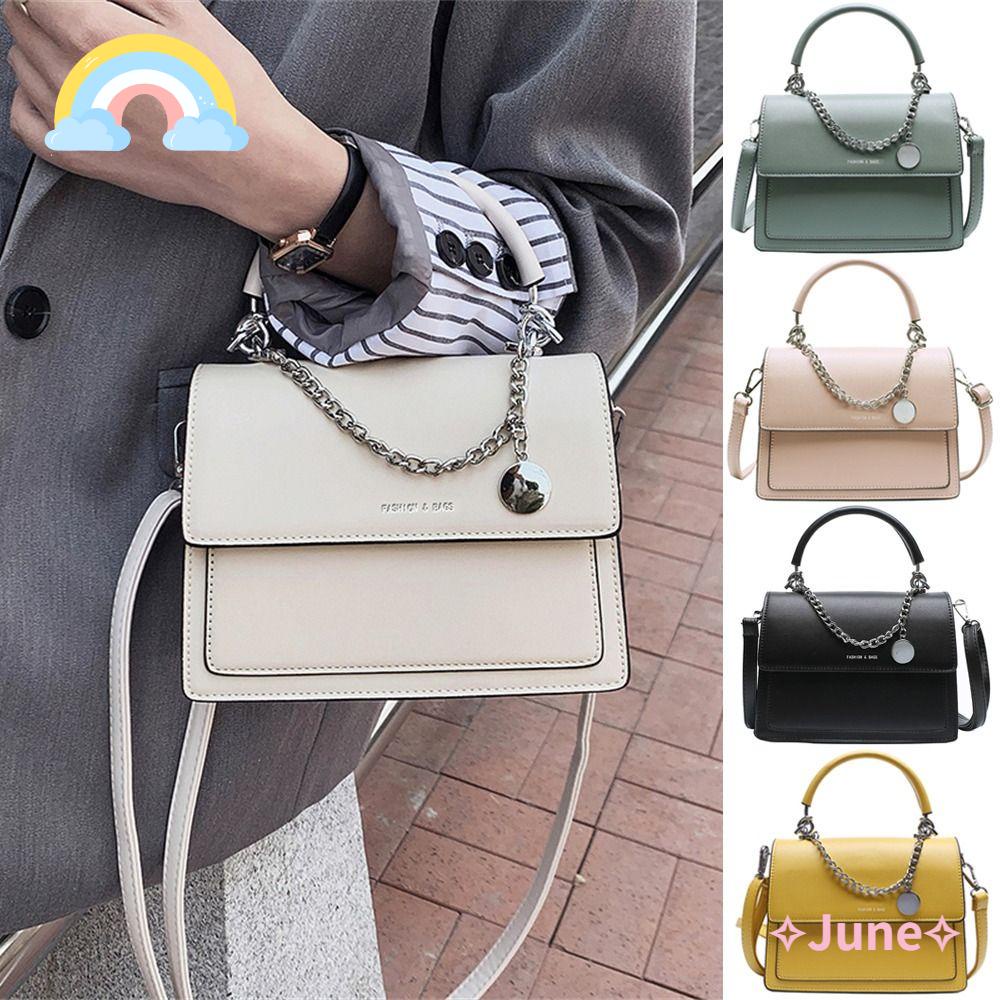 JUNE Túi Đeo Chéo Dây Mắt Xích Sức Chứa Lớn Màu Sắc Tinh Khiết