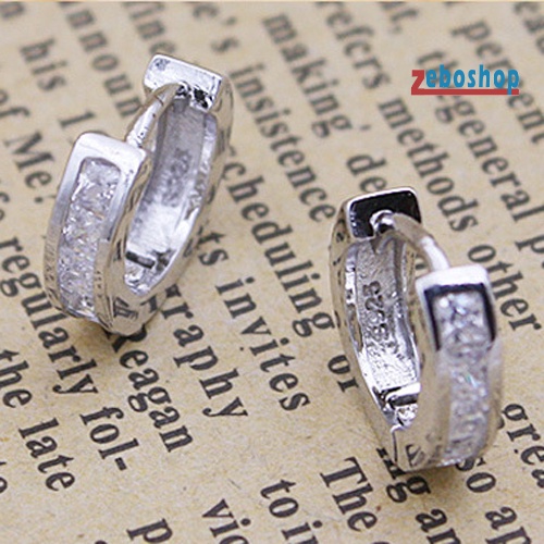 Bông Tai Mạ Bạc Dáng Tròn Nhỏ Đính Đá Thời Trang Cho Nam