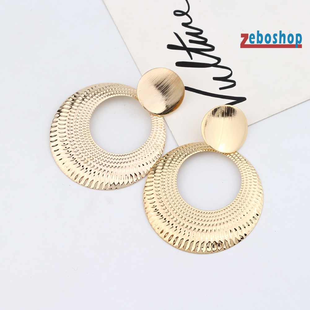 Khuyên Tai Dáng Dài Mặt Tròn Lớn Thời Trang Cho Nữ