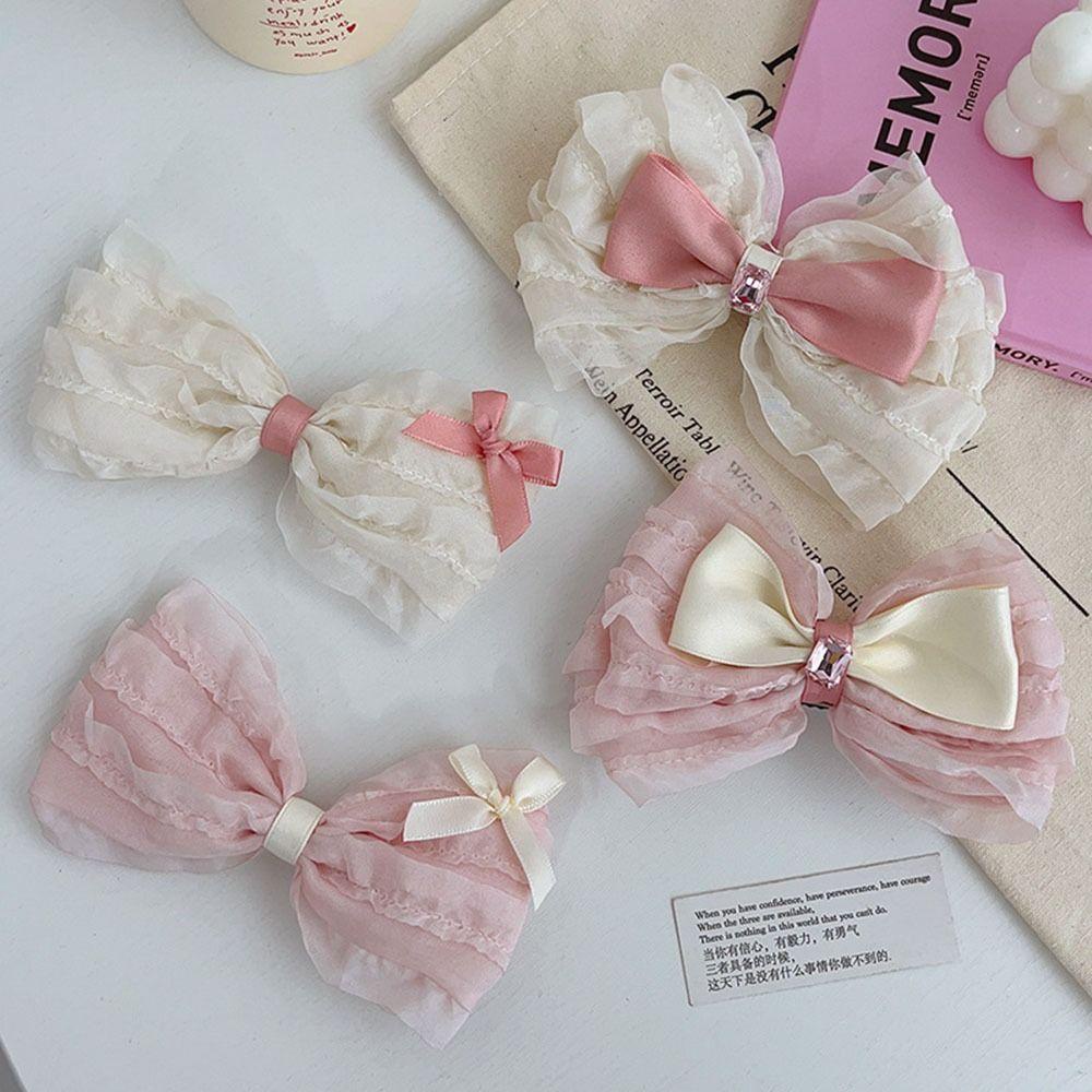 ANEMONE Kẹp Tóc Nơ Xếp Ly Y2K Dễ Thương Dành Cho Bạn Nữ