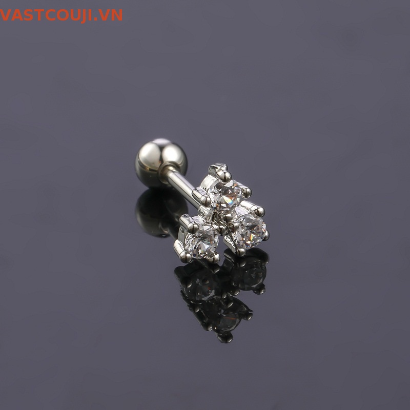 1 Khuyên Xỏ Sụn Tai / Xương Tai / Cơ Thể Hình Bông Hoa Đính Đá Zircon Xinh Xắn Thời Trang Cho Nữ