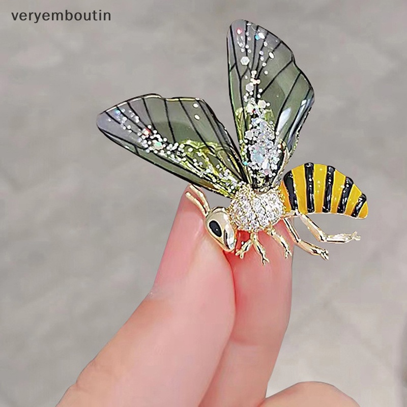 Ghim Cài Áo Hình Ong Bay Trong Suốt Tráng Men Thời Trang Cho Nữ