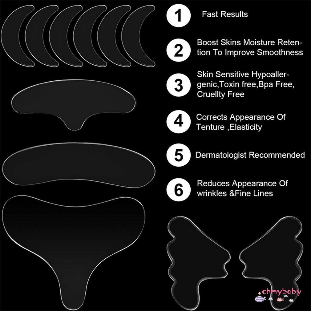 [InStock] 11 Chiếc Có Thể Tái Sử Dụng Silicone Xóa Nhăn Miếng Dán Trán Mặt Mắt Lót Chống Lão Hóa Da Nâng Chăm Sóc Cường Lực [Z/14]