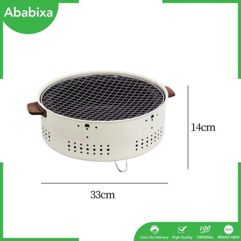 Vỉ Nướng Hình Tròn 12.2x5.5inch Tay Cầm Bằng Gỗ Chống Bỏng Siêu Bền Tiện Dụng Mang Theo Du Lịch Dã Ngoại