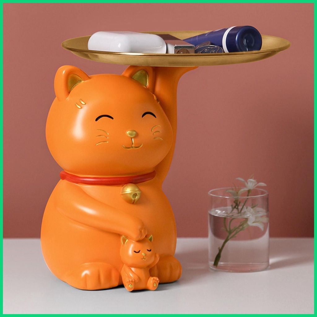 Khay Đựng Tượng Mèo May Mắn Bằng Nhựa Resin Đa Năng Cho jiwvn