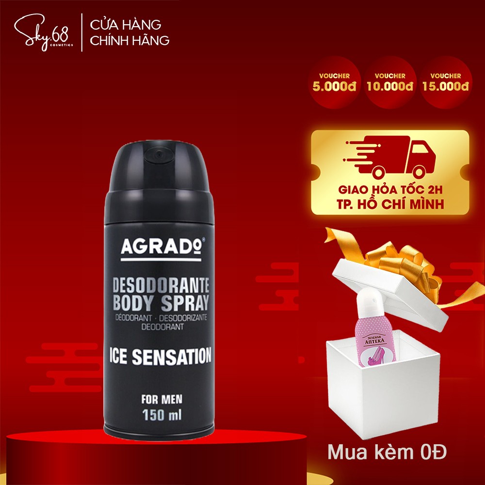 Xịt khử mùi body Agrado hương nước hoa Ice Sensation 150ml