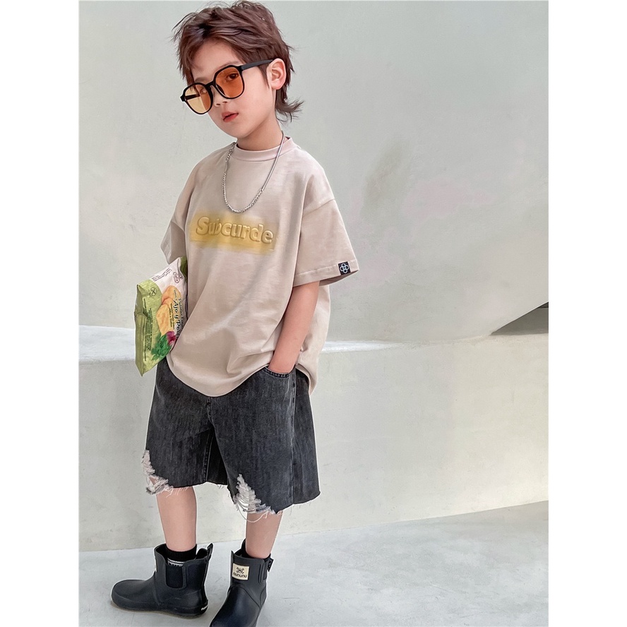 Quần short jean đen rách gấu cho bé trai QB613 sz 90-160, thời trang Hàn Quốc mùa hè cho bé