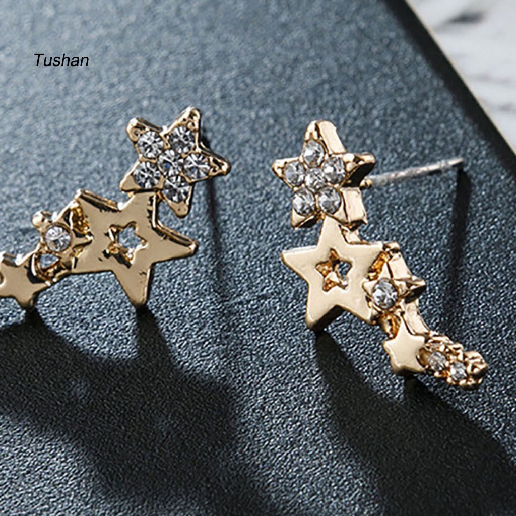 1 Đôi Bông Tai Hình Ngôi Sao Đính Đá Lấp Lánh Dành Cho Nữ