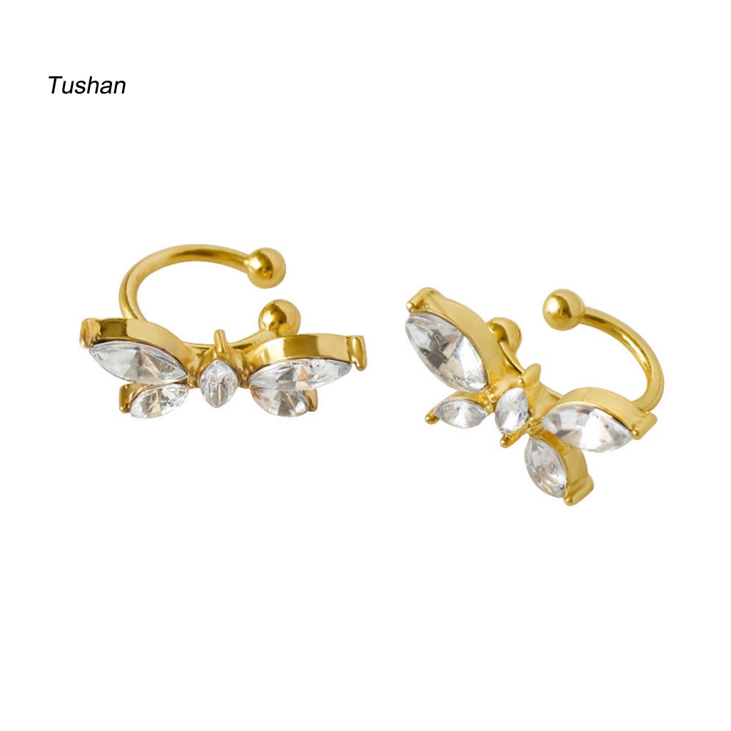 1 Đôi Bông Tai Kẹp Hình Bướm Đính Đá Zircon Phong Cách Nhật Bản Dành Cho Nữ