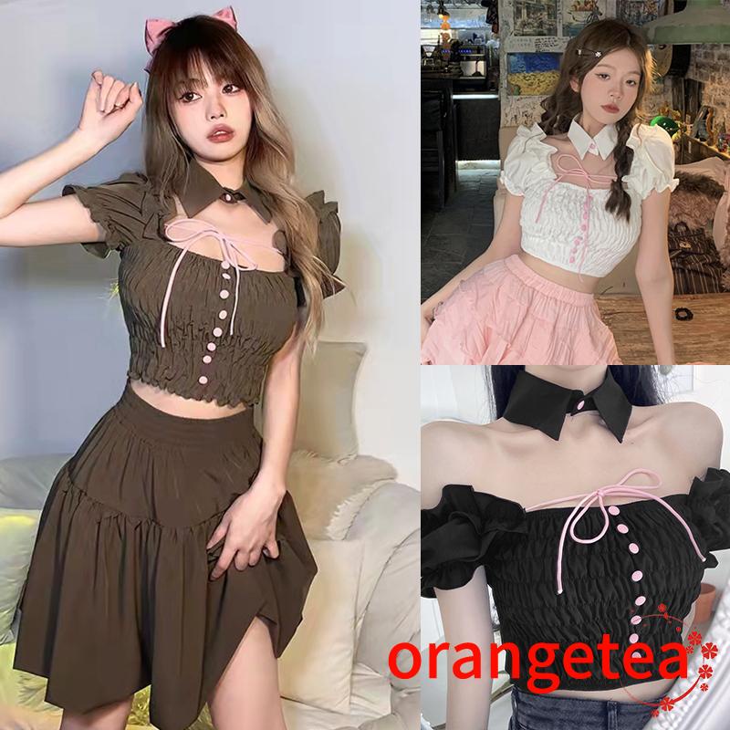 Áo Croptop Trễ Vai Tay Ngắn Thời Trang Mùa Hè Xinh Xắn Cho Nữ