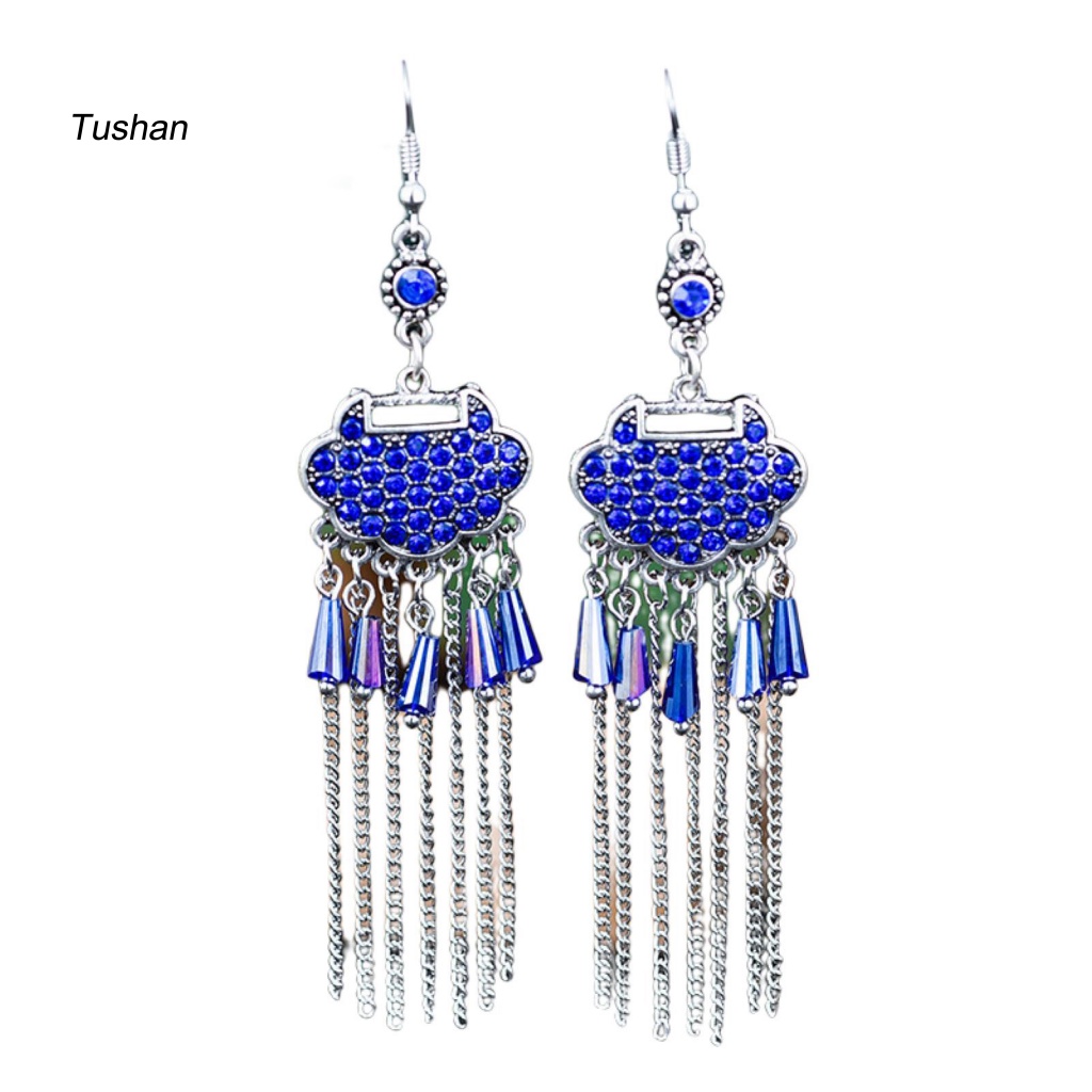 [Ts] Set 2 Khuyên Tai Dáng Dài Hợp Kim Dáng Dài Đính Đá Cổ Điển Dễ Phối Đồ Thích Hợp Làm Quà Tặng Cho Phụ Nữ