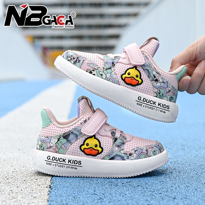 Giày Sneaker Phối Lưới Thoáng Khí Chống Trượt Họa Tiết Động Vật Hoạt Hình Size 24-35 Thời Trang Cho Bé Trai Và Gái