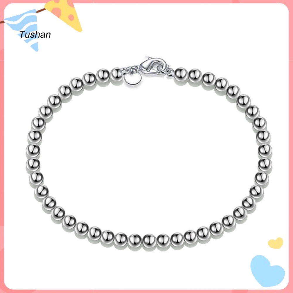 Vòng Tay Hạt Mạ Bạc Unisex Thời Trang