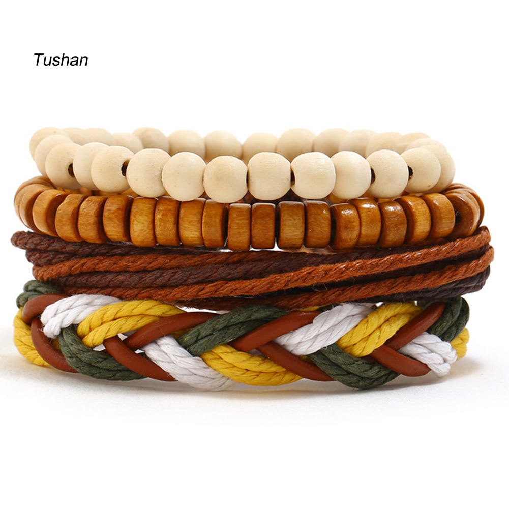 Set 4 Vòng Tay Giả Da Thời Trang Vintage Cho Nữ