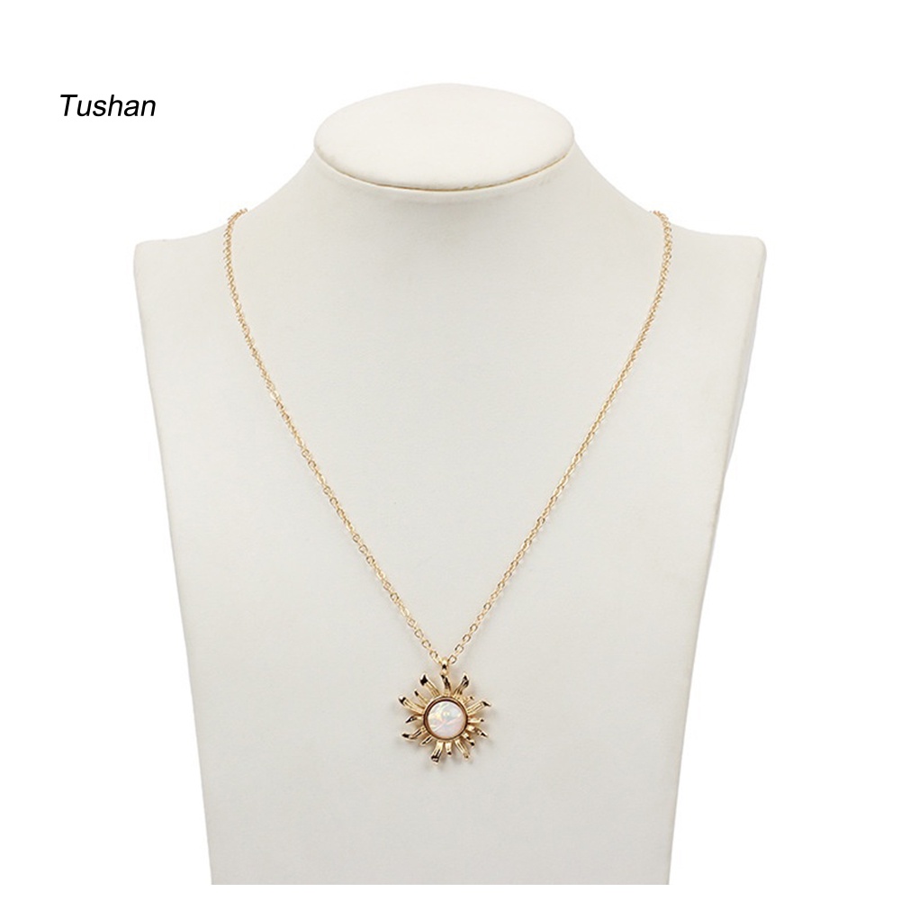 Vòng cổ Mặt Trời Đính Đá Opal Phong Cách Bohemia Cho Nữ