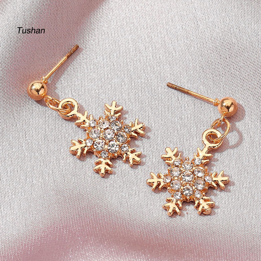 Khuyên Tai Hình Bông Tuyết Đính Đá Zircon Thanh Lịch Dành Cho Nữ