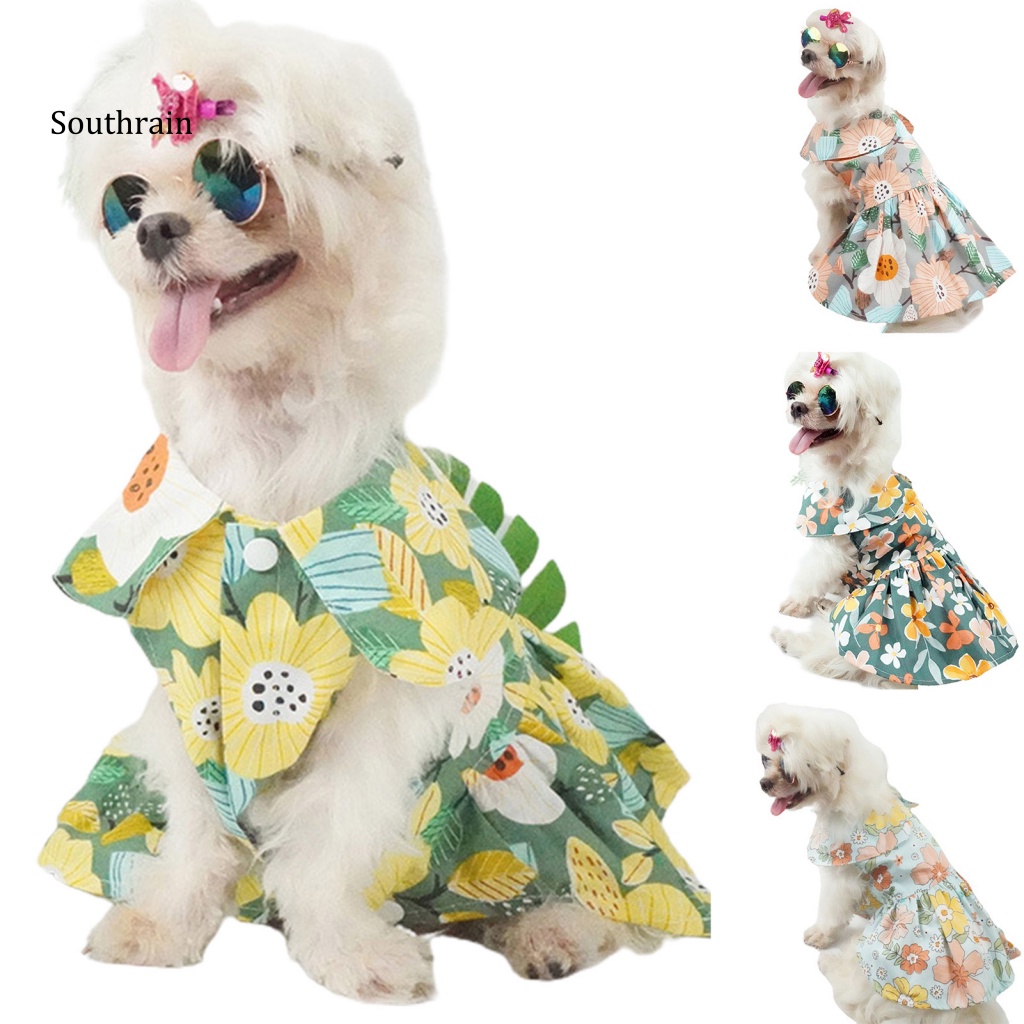 Đầm Hóa Trang Công Chúa In Hoa Thoáng Khí Thời Trang Mùa Hè Cho Cún Cưng