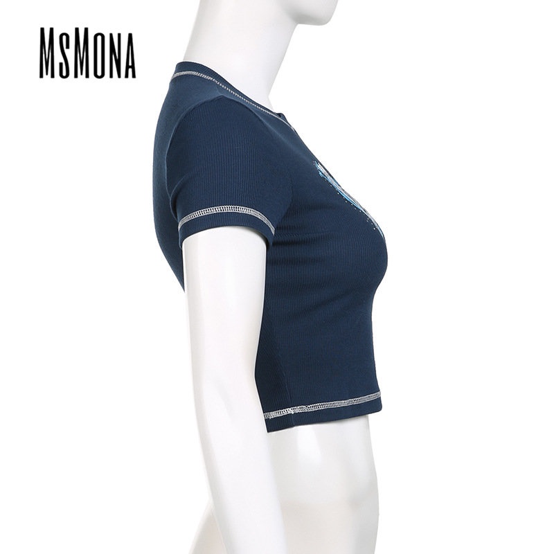 Áo Thun Ngắn Tay Cổ Tròn Màu Trơn Họa Tiết Hoa Thời Trang 2023 Cho Nữ