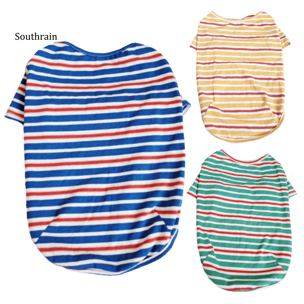 Áo Thun Mỏng Hai Lớp Co Giãn Họa Tiết Sọc Dành Cho Cún Cưng