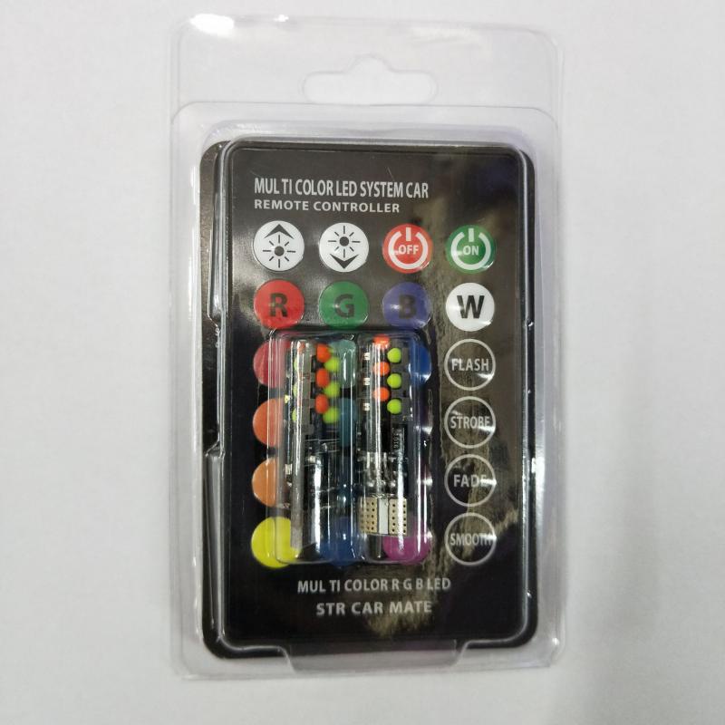 Set 2 Đèn LED 12 SMD RGB T10 194 168 W5W 5050-6SMD RGB Dành Cho Ô Tô
