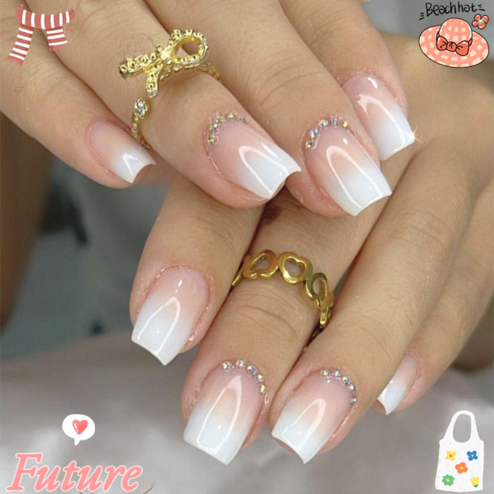 Móng Tay Giả Dạng Nhấn Che Phủ Toàn Diện Phong Cách Pháp