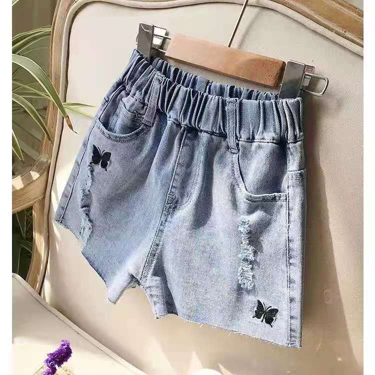 Quần Short Denim Lưng Cao Dáng Rộng Phong Cách Hàn Quốc Thời Trang Mùa Hè 2021 Mới Cho Bé Gái PIO8