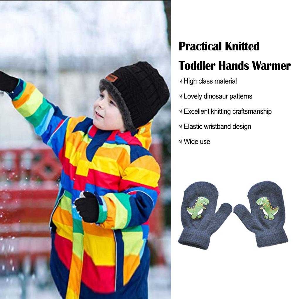 1 Đôi Găng Tay Giữ Ấm Họa Tiết Khủng Long Dễ Thương Cho Bé