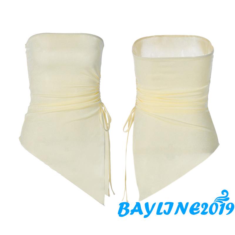 Áo Ống Không Tay Hở Lưng Phối Dây Rút Thời Trang Mùa Hè Cho Nữ