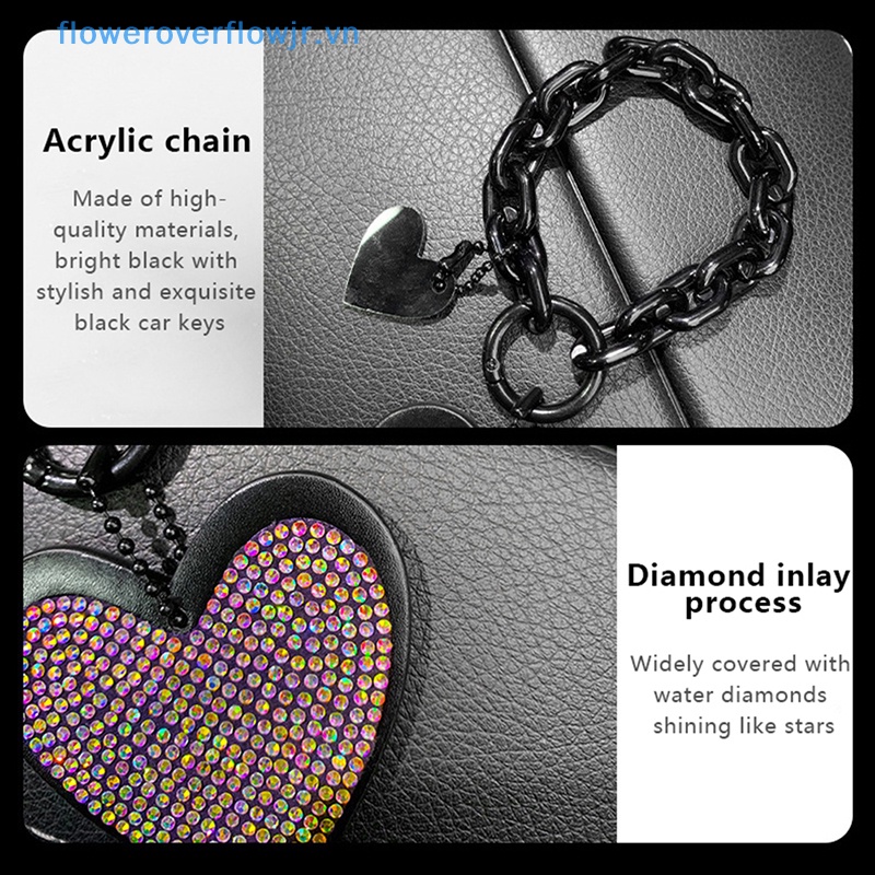 1 Móc Khóa Hình Trái Tim Đính Đá Phối Da Sợi Nhỏ Thời Trang Cho Nữ