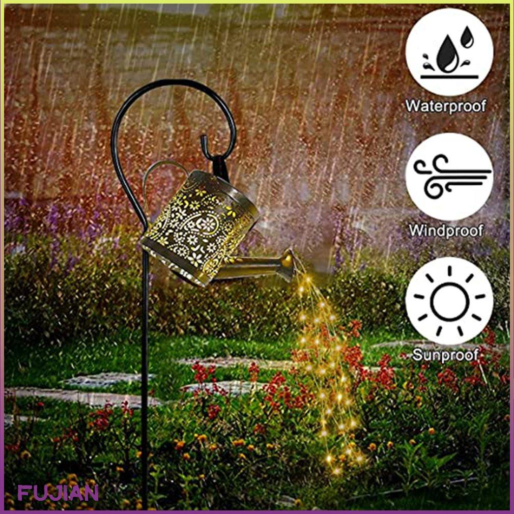 Watering Can Solar Lights For Outdoor Garden Star Shower Waterproof Led Highlight Warm White Light Lamps