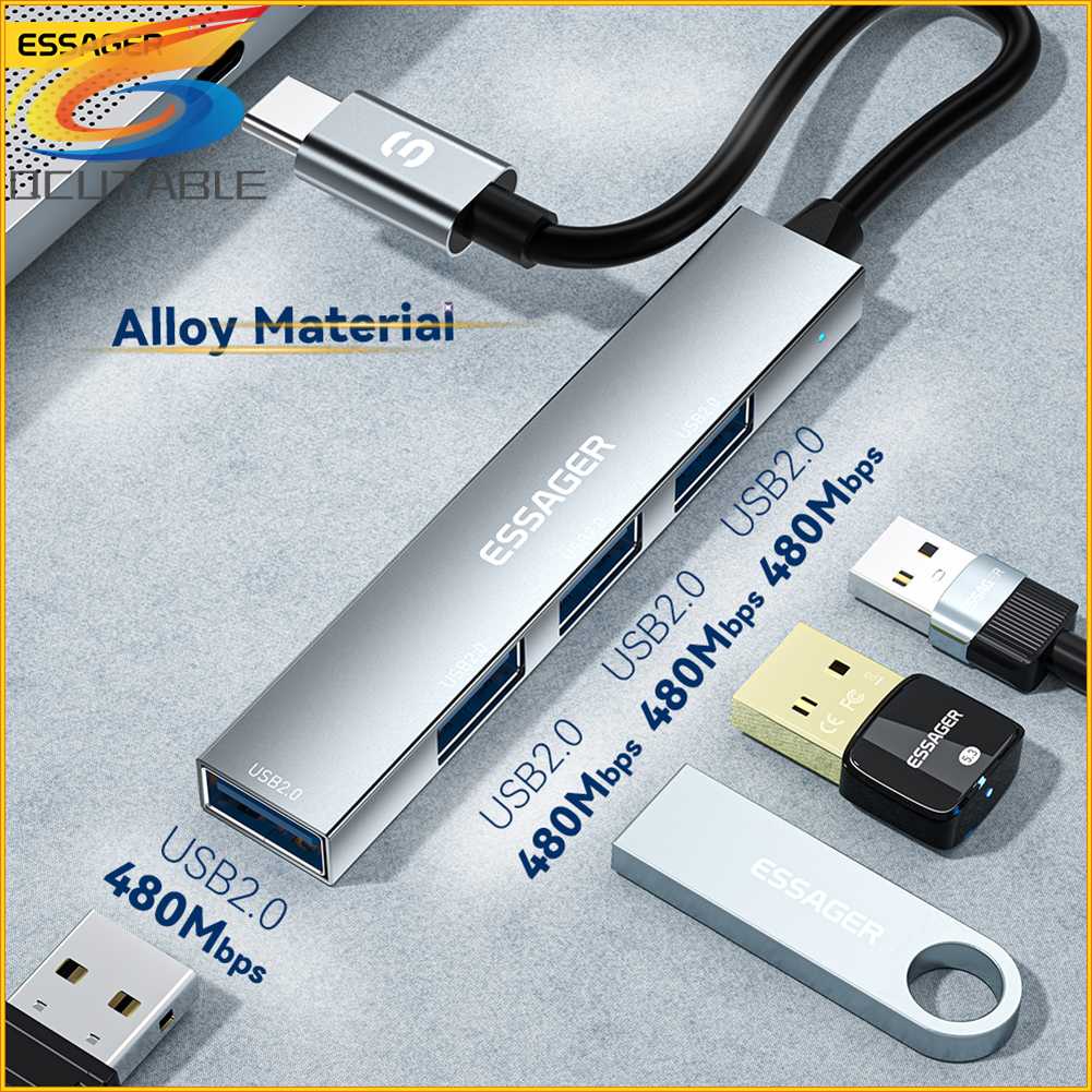 Trạm Sạc Chia Cổng USB2.0 480Mbps ESSAGER 4 Trong 1 Tiện Dụng