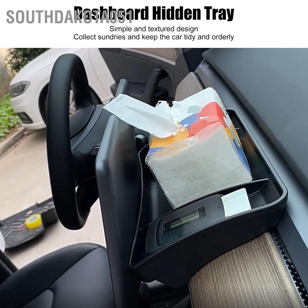 Southdakota051 Hộp lưu trữ bảng điều khiển ô tô Vật liệu TPE phía sau màn hình thay thế màu đen cho Tesla Model 3 Y