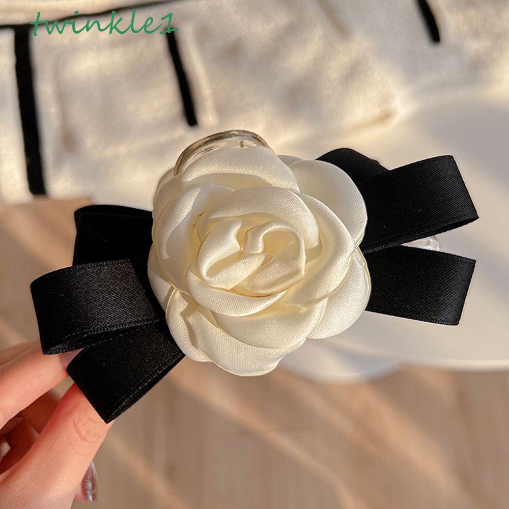 Kẹp Tóc Đuôi Ngựa Hình Hoa Trà Đính Nơ Phong Cách Hàn Quốc Ngọt Ngào Cho Nữ Giá Đỡ