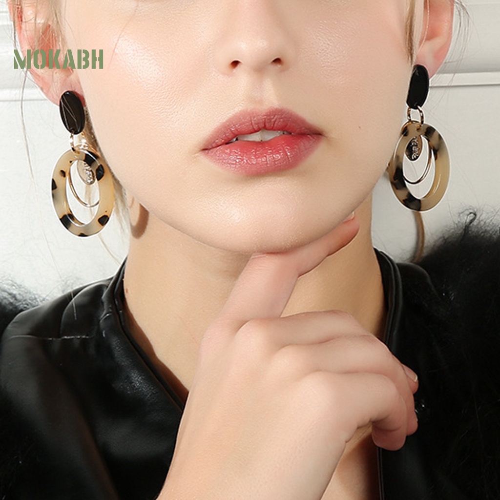 1 Đôi Bông Tai Nhiều Lớp Họa Tiết Da Báo Thời Trang Dành Cho Nữ