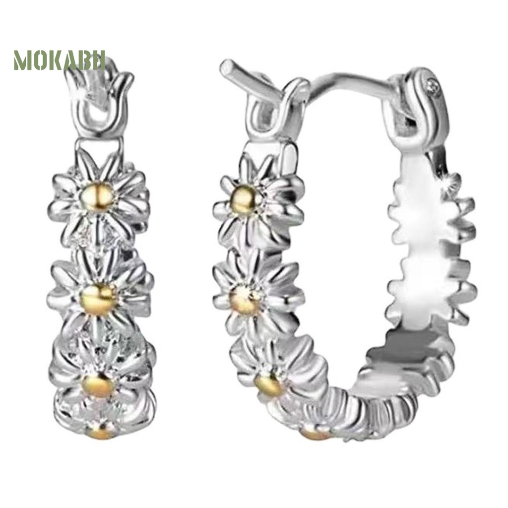 1 Đôi Bông Tai Tròn Họa Tiết Hoa Lấp Lánh Thời Trang Cho Nữ