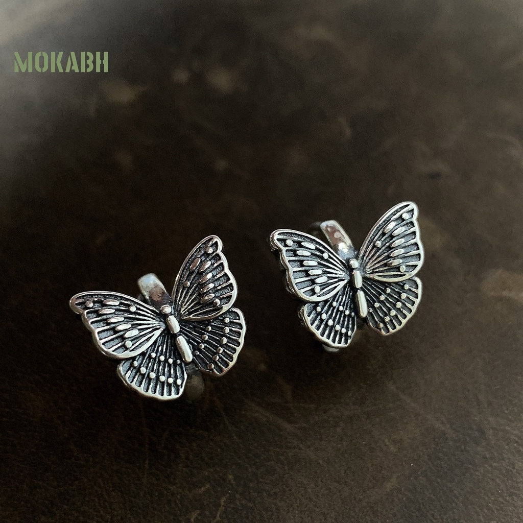 1 Đôi Bông Tai Hình Học Bướm 3D Mạ Điện Phong Cách Hip Hop Cổ Điển Dành Cho Nữ