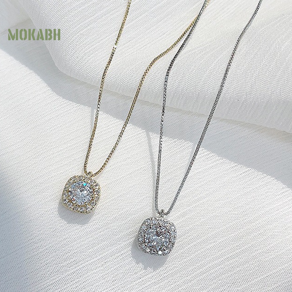 Vòng cổ Mặt Vuông Đính Đá Sang Trọng Cho Nữ